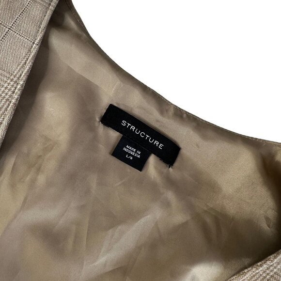 Structure Mens Plan Vest Tan Business Casual Neutral Retro Suit Layer Large - Picture 6 of 7
